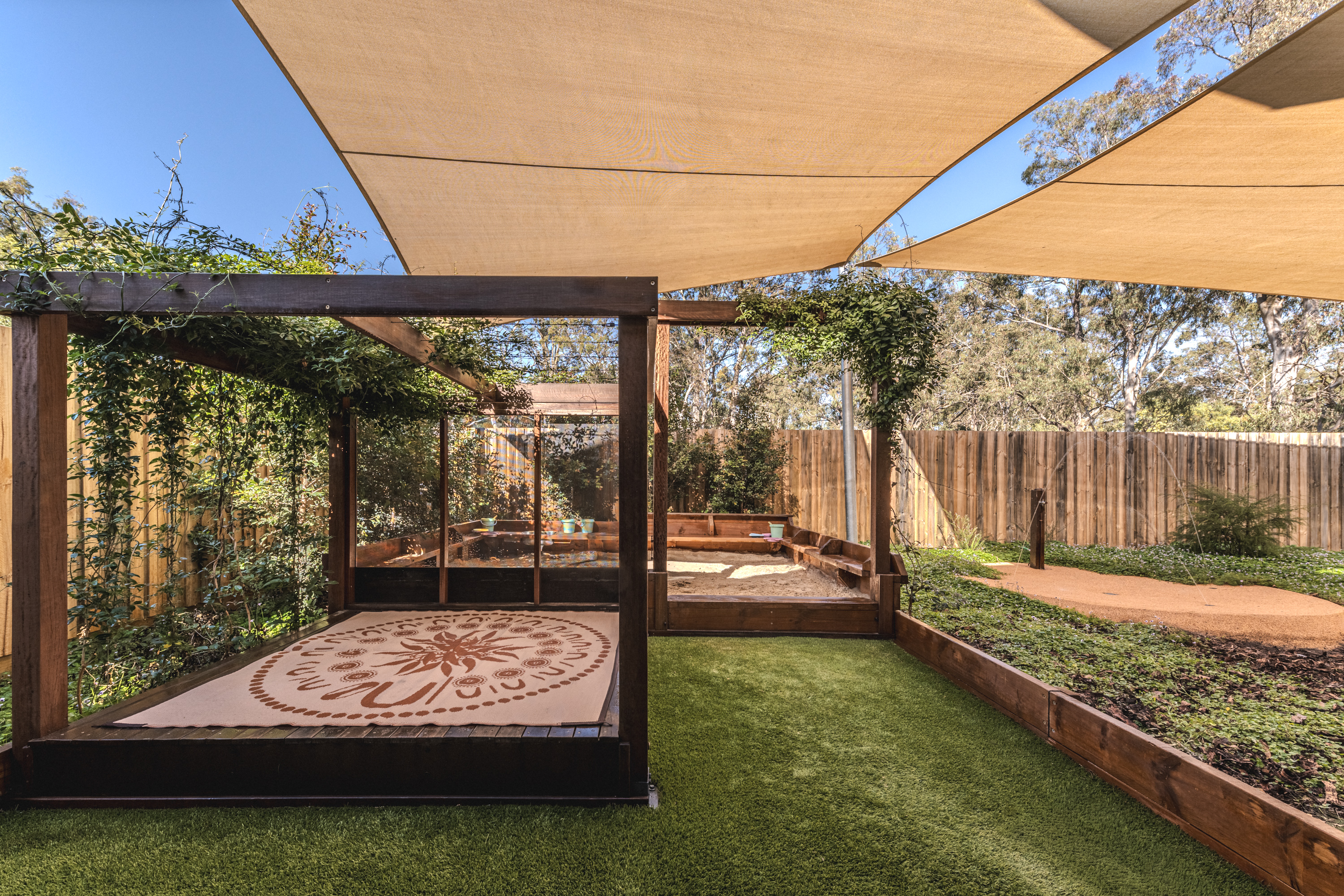 Dedicated babies yard reading nook and sandpit