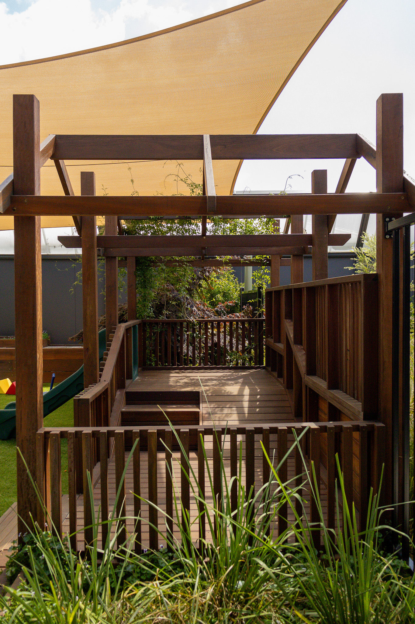 Timber arbour entry to the garden