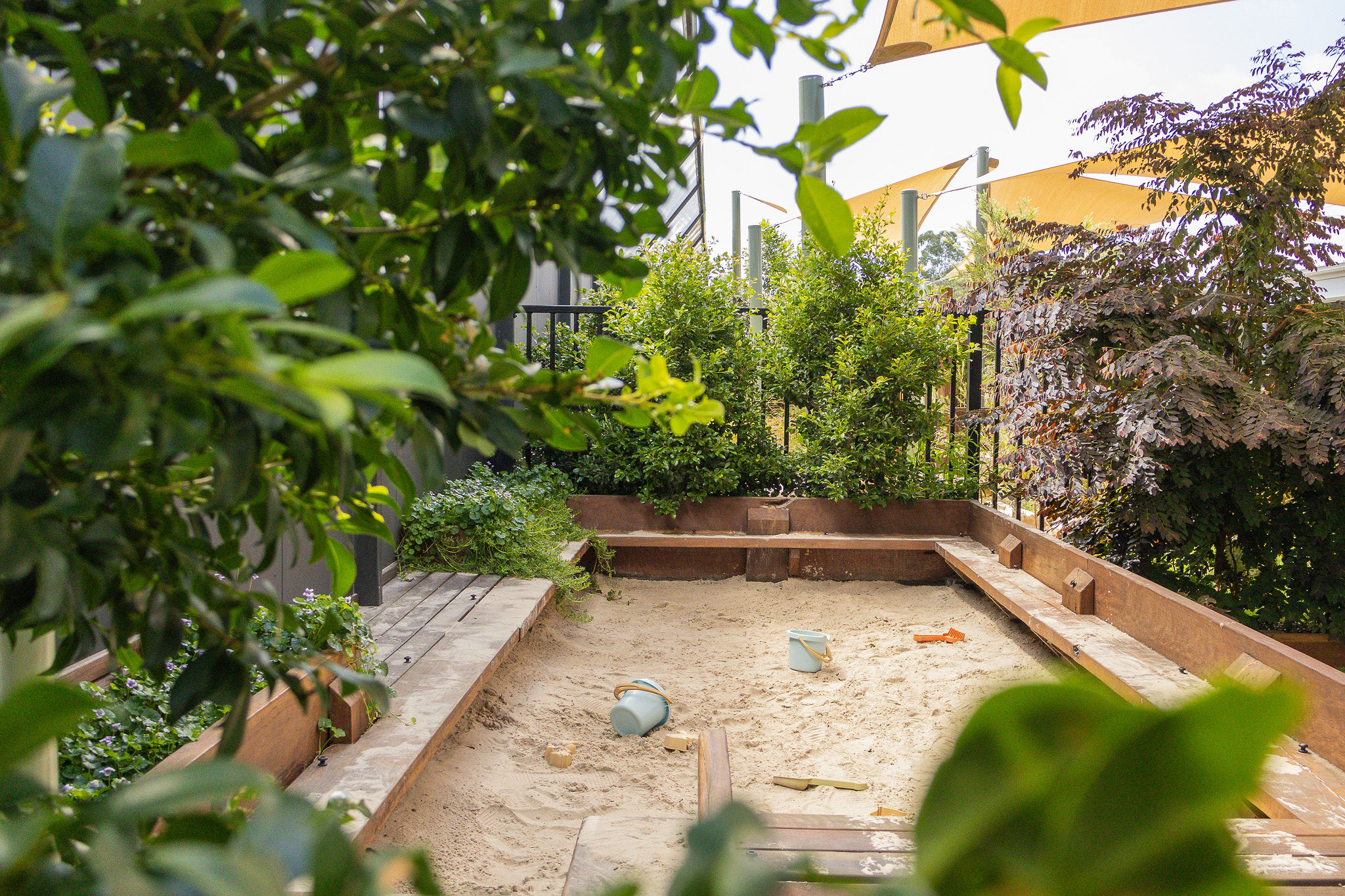 Timber arbour framing the garden path